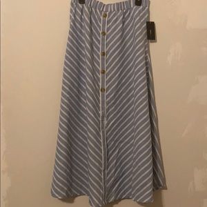 NWT chambray/ivory button down maxi skirt large